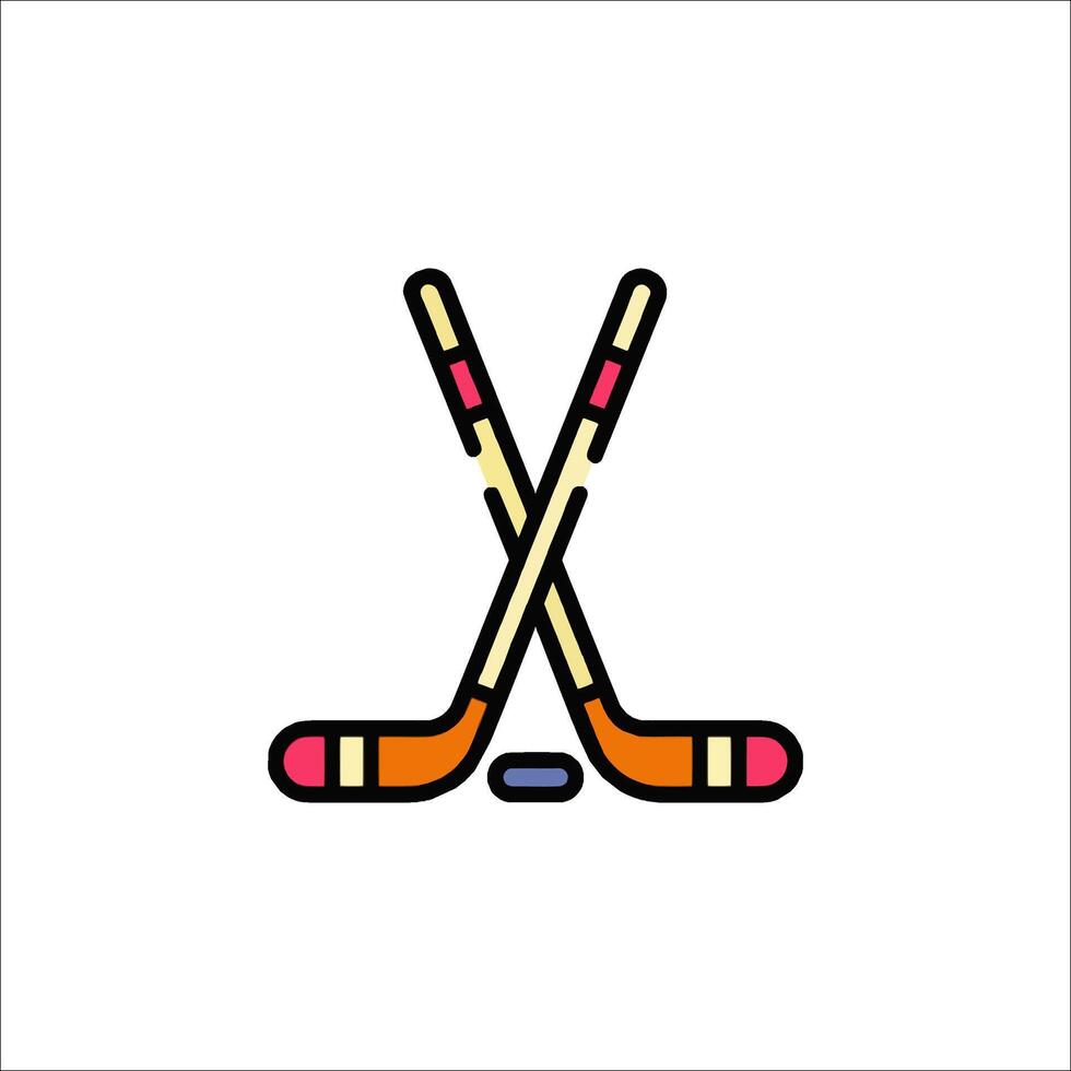 Hockey sticks and puck icon vector