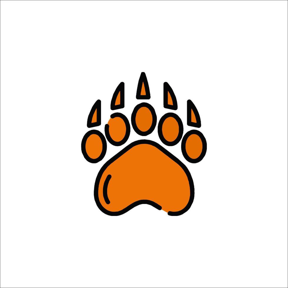 A bear paw logo with orange and black colors vector