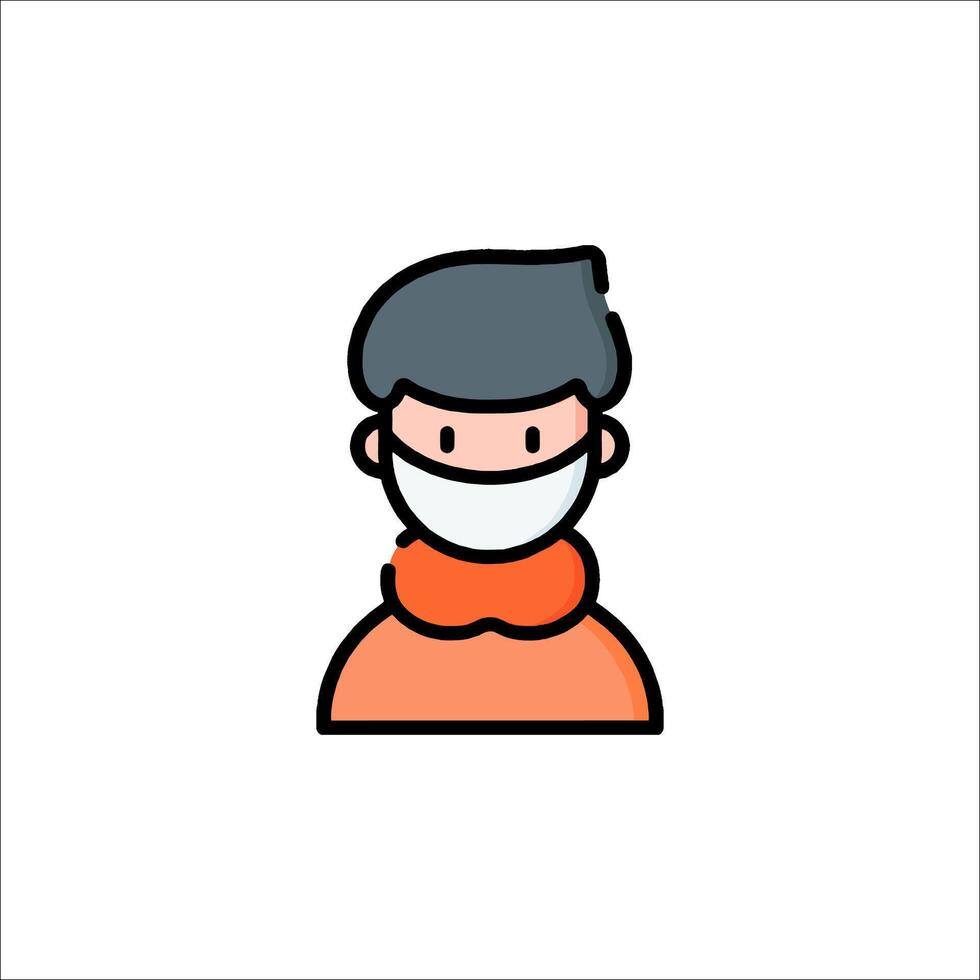 A man wearing a mask and scarf icon vector