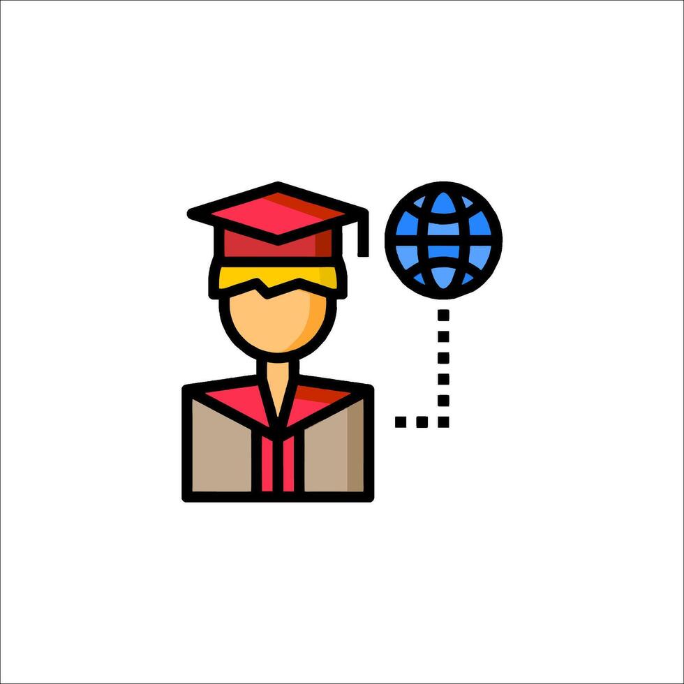 A graduate with a globe icon vector