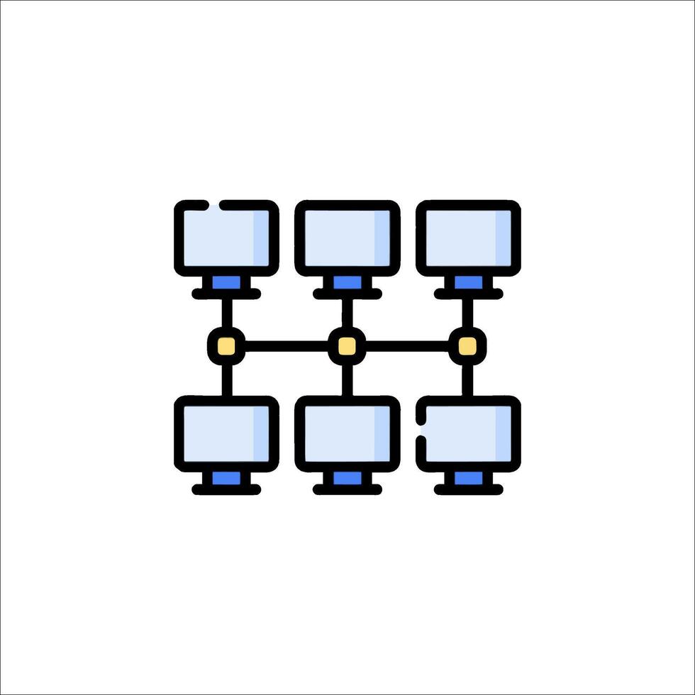 A network icon with four computers vector