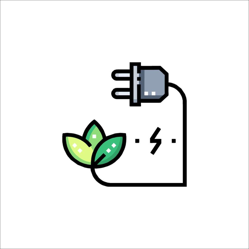 An electric plug with a green plant on it vector