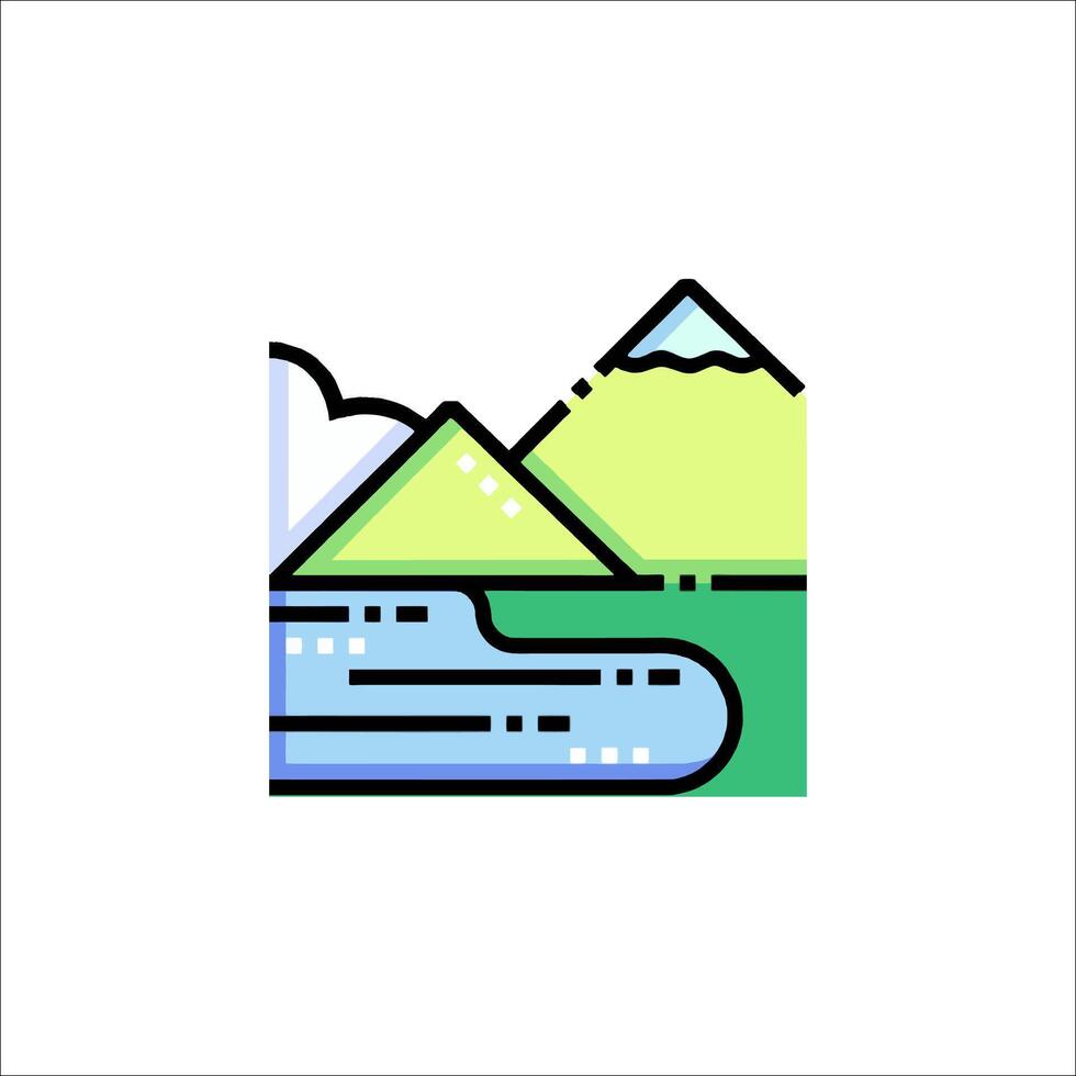 A mountain and river icon vector