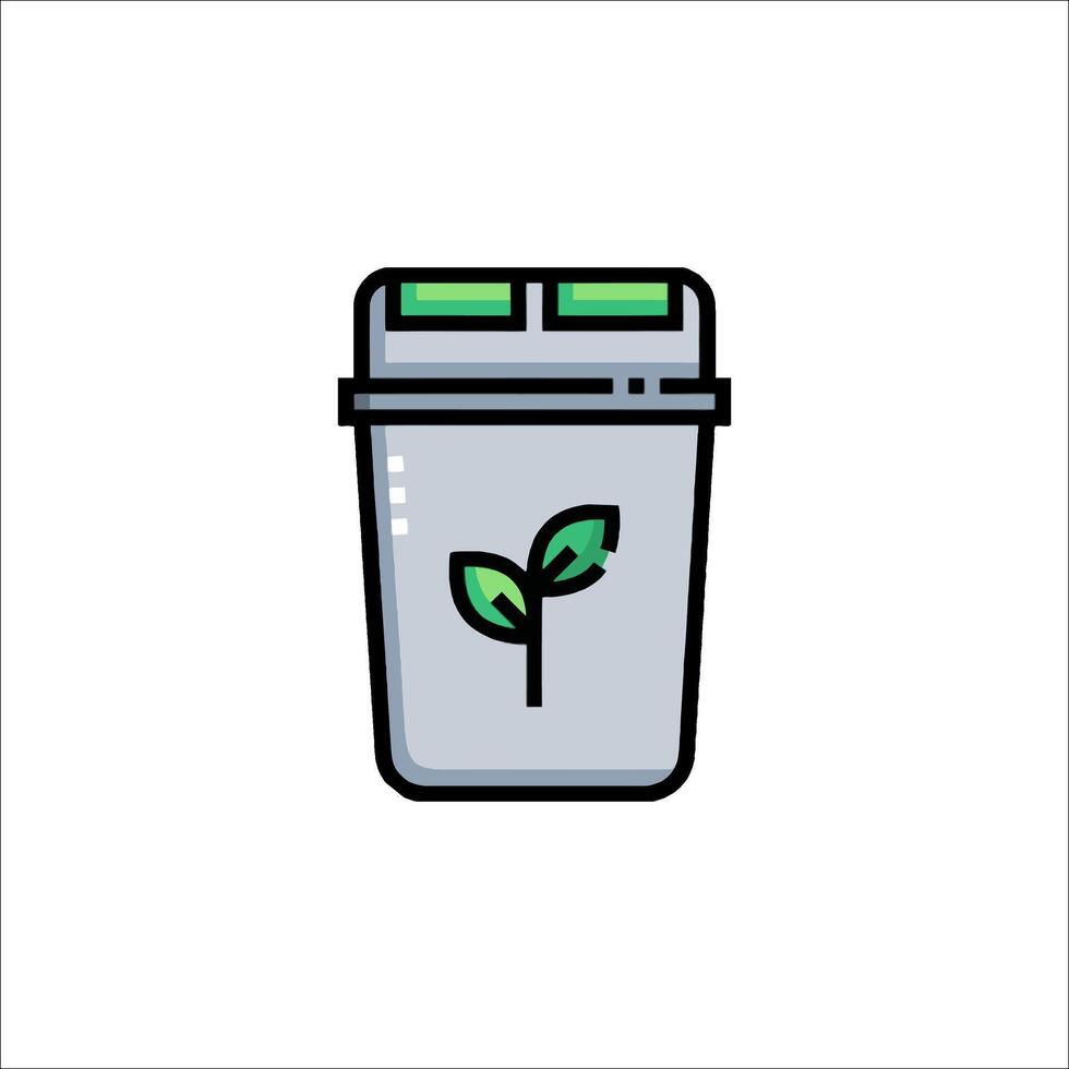 A trash can with a plant inside vector