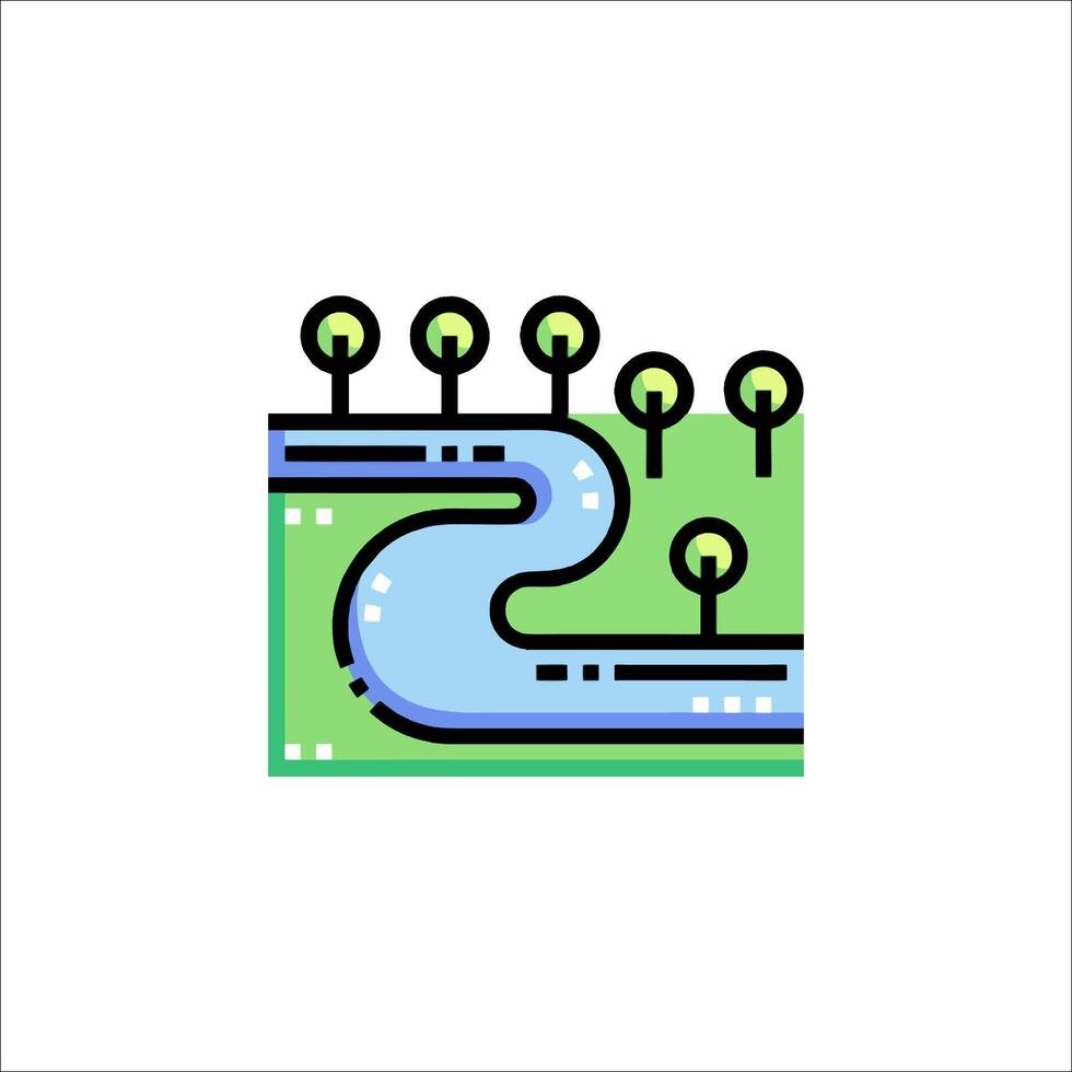 River and trees icon illustration vector