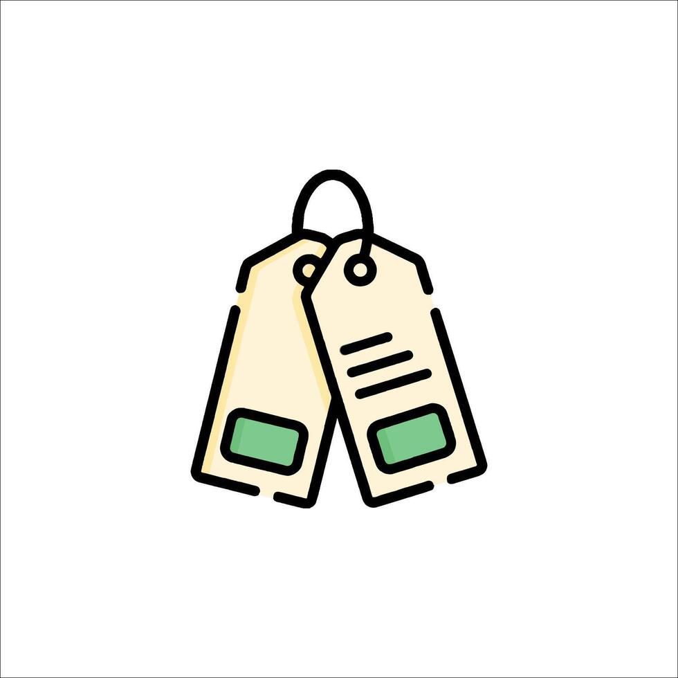 Two tags with green and white writing on them vector