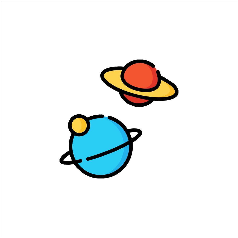A cartoon illustration of a planet and saturn vector