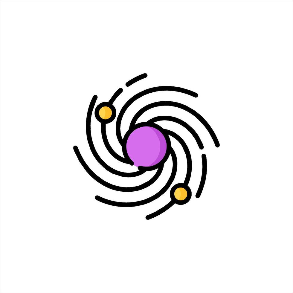 A purple and yellow spiral with a planet in the center vector