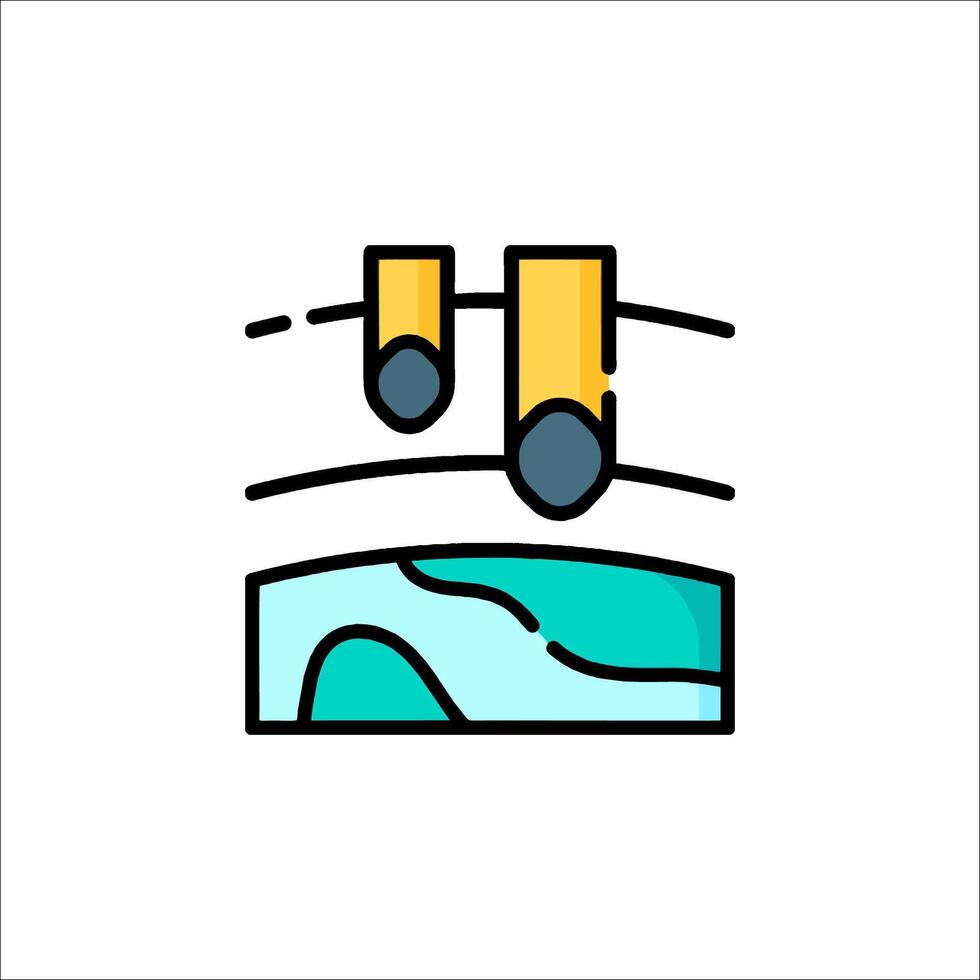 A line drawing of a boat with two people on it vector