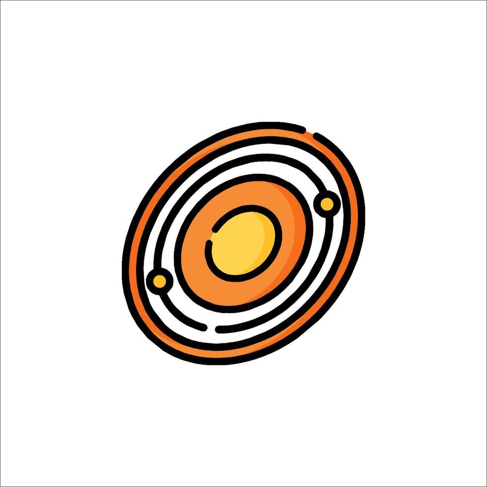 An orange and yellow orb with a ring around it vector