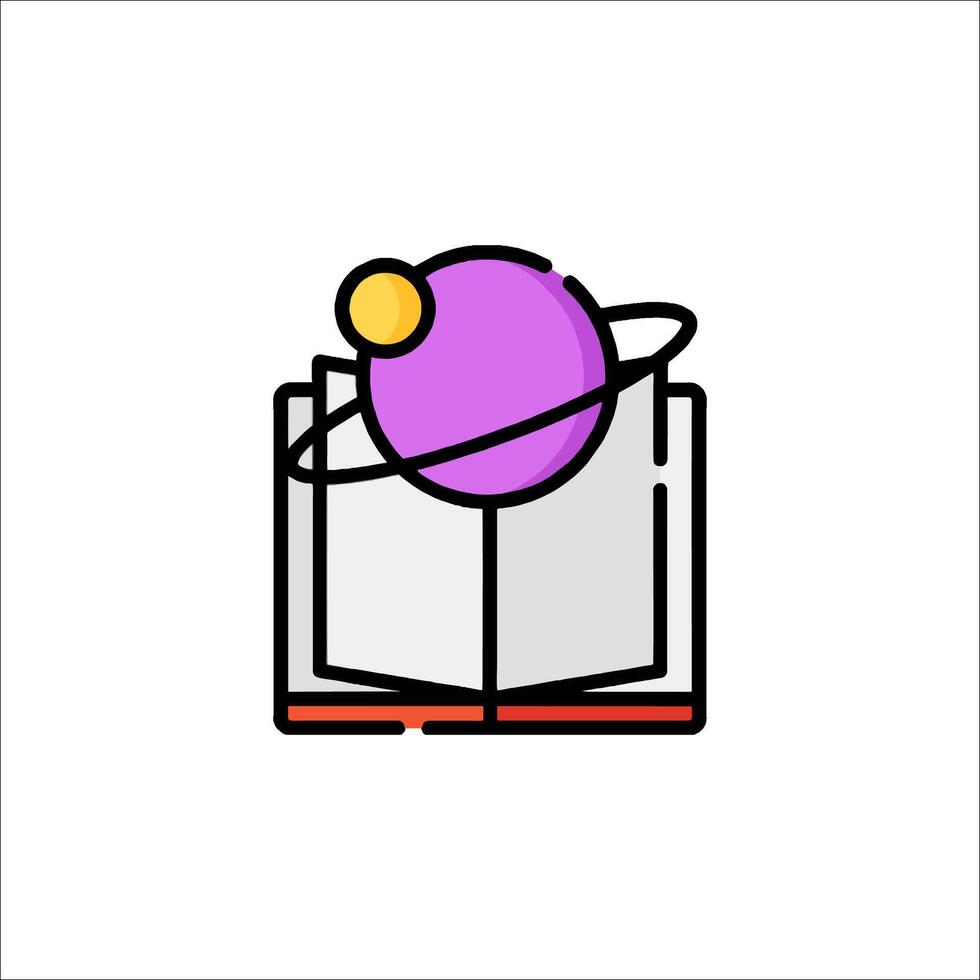 An open book with a planet on it vector