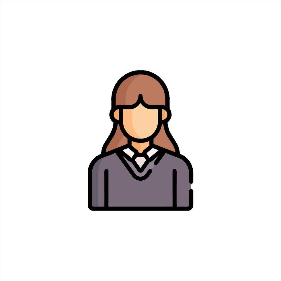 A woman in a school uniform icon vector