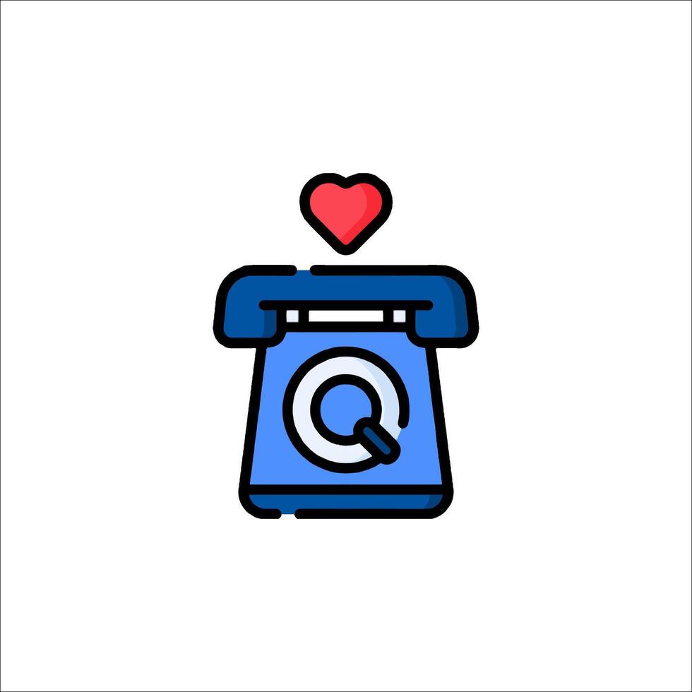 A phone with a heart on it and a phone icon vector