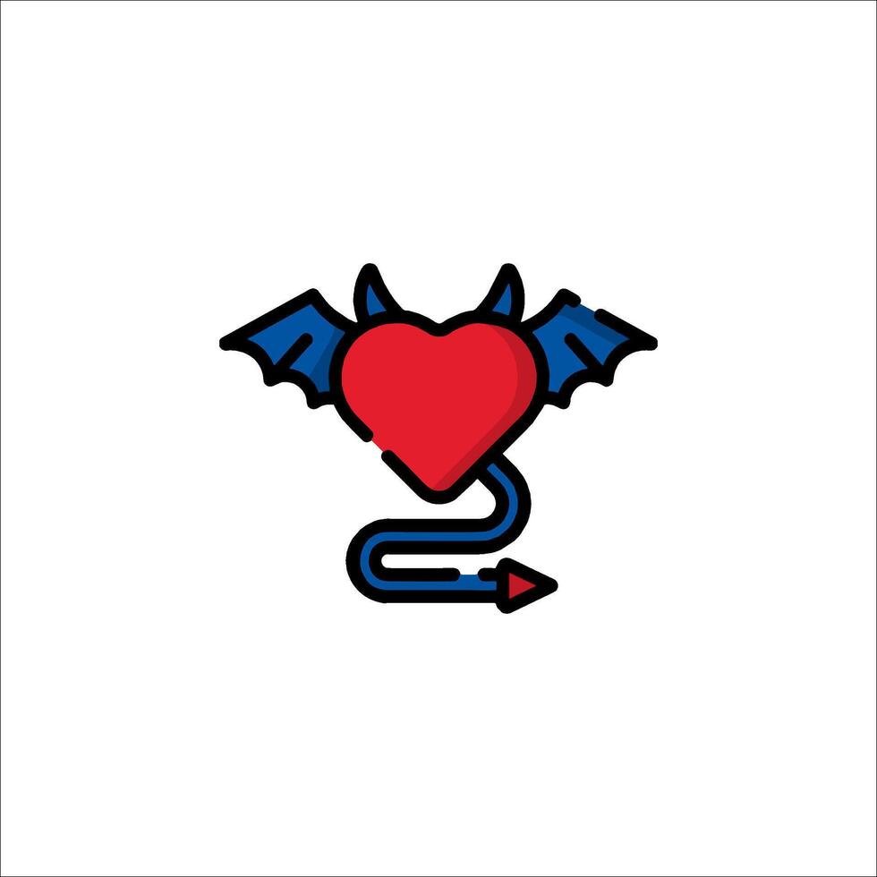 A heart with a devil's head and wings vector