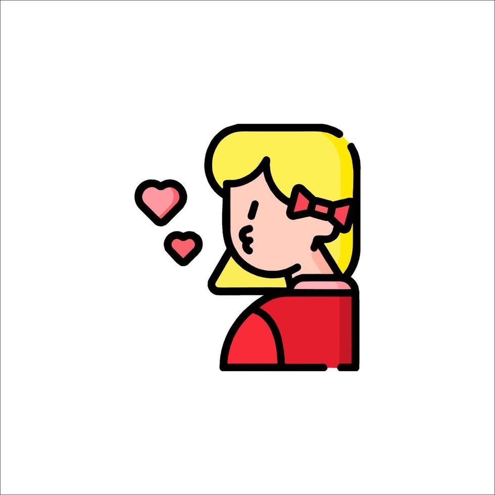 A girl with a heart in her hand icon vector
