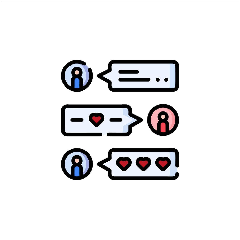 A set of four chat bubbles with hearts vector