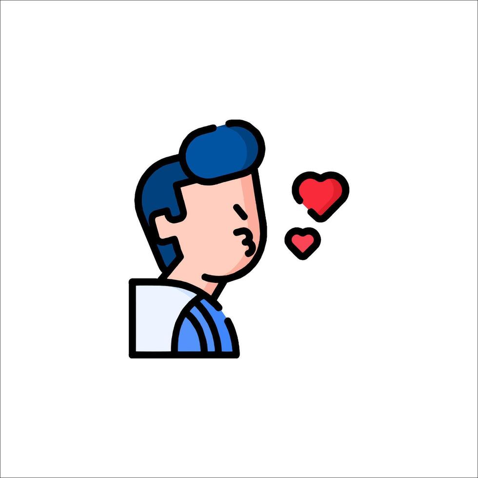 A man blowing a kiss to a heart icon vector