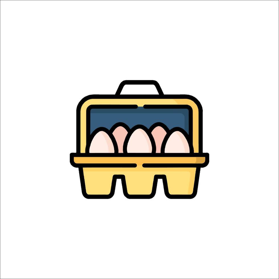 An egg carton with eggs inside on a white background vector