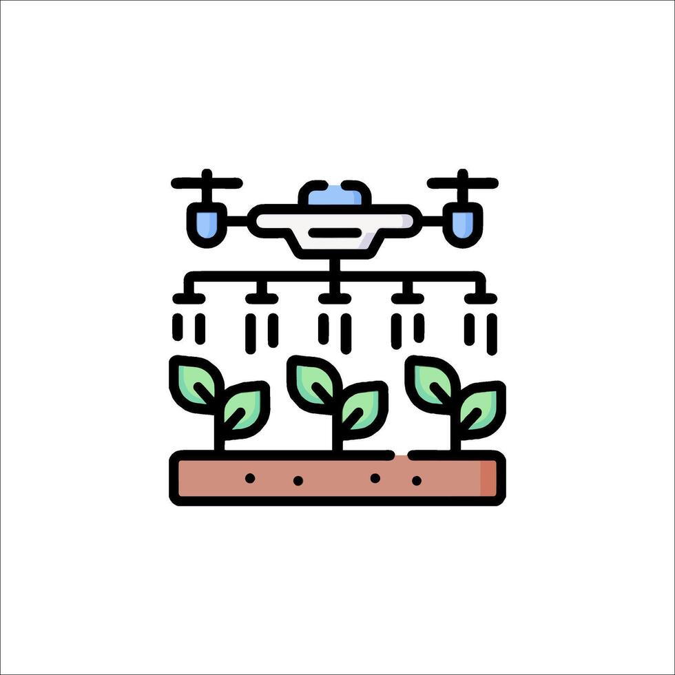 A plant growing in a pot with a drone flying over it vector