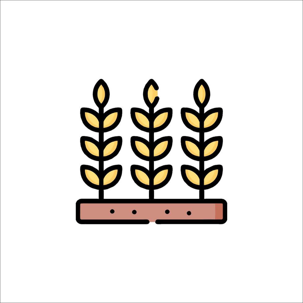 A wheat field icon with a plant growing on it vector