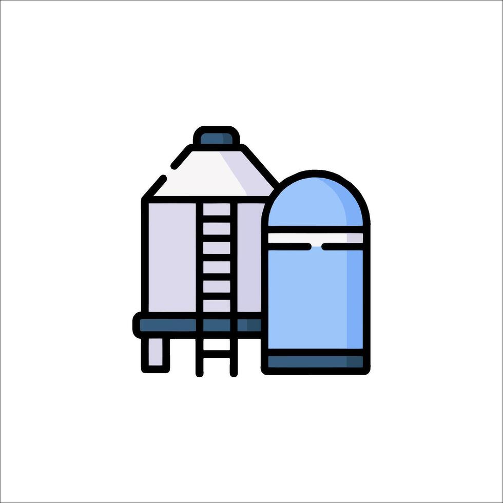 A blue and white icon of a water tank and a ladder vector