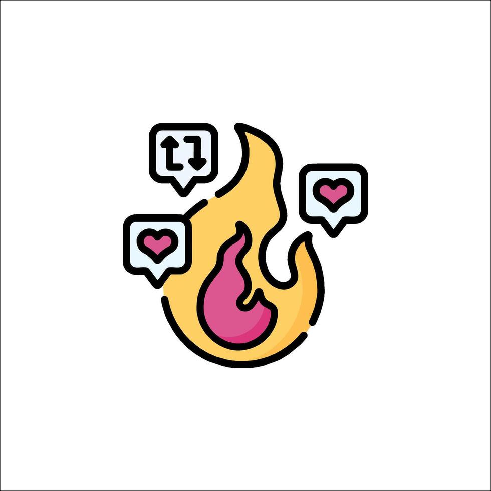 A fire with hearts and speech bubbles vector