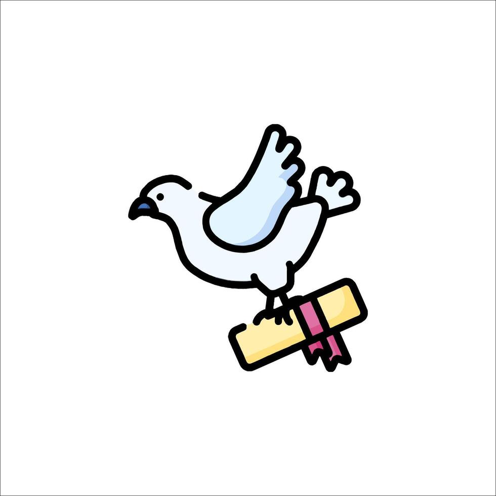 A white dove with a ribbon on its back vector