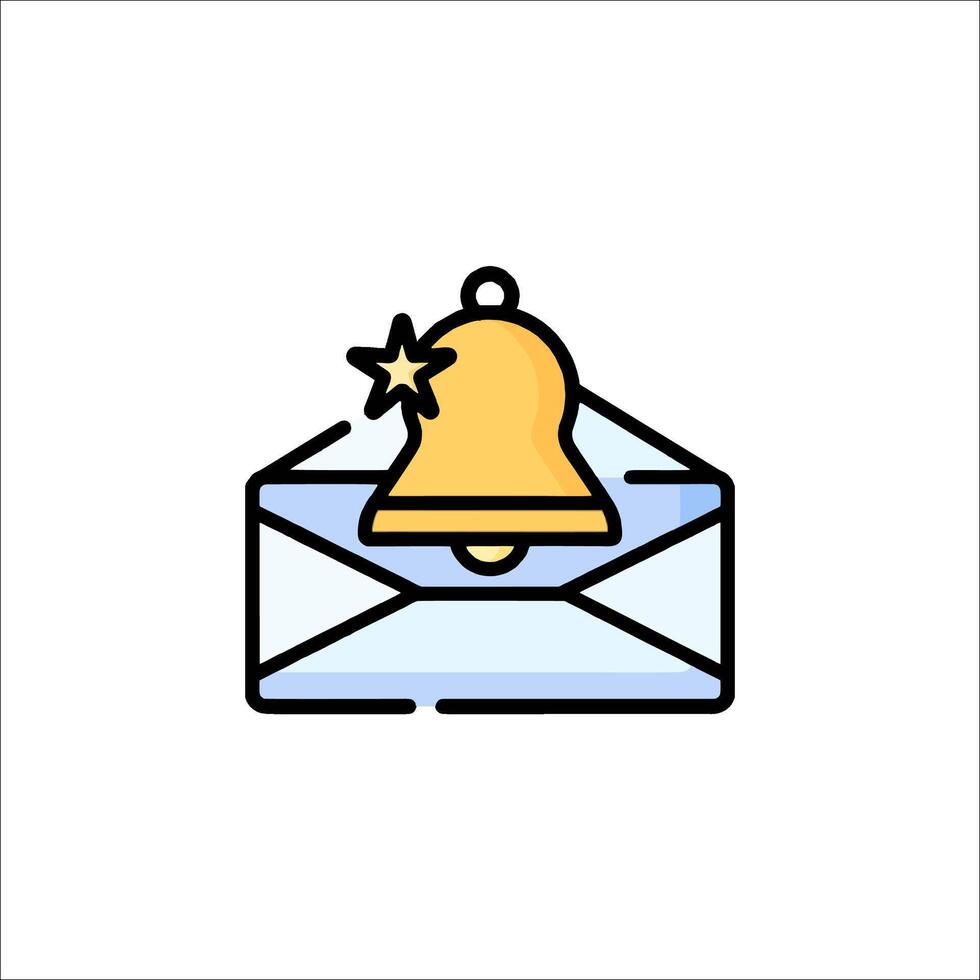 An envelope with a bell inside and a star on top vector
