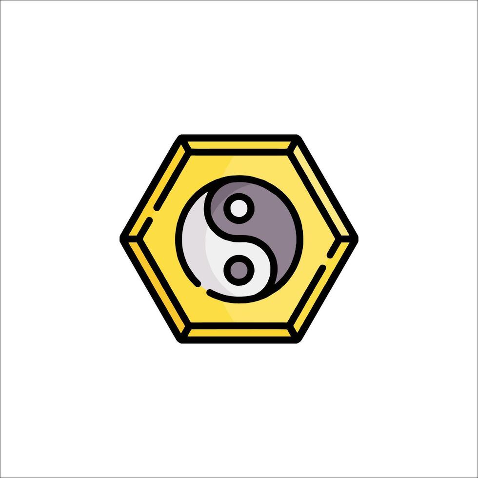 Yin yang symbol on a hexagon vector