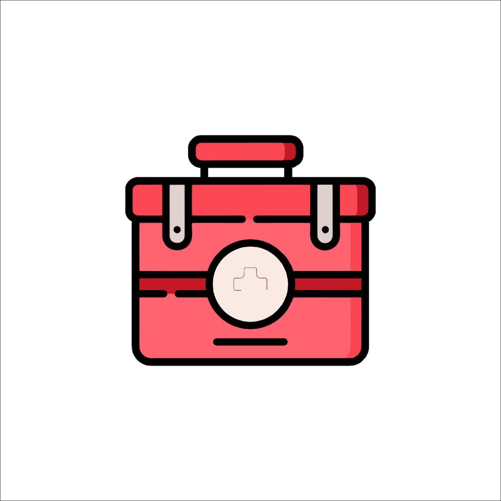 A red box with a medical symbol on it vector