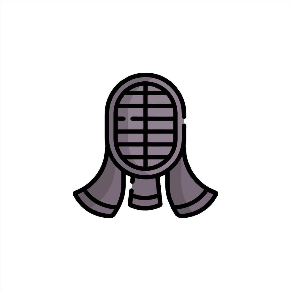 A black and white illustration of a samurai helmet vector