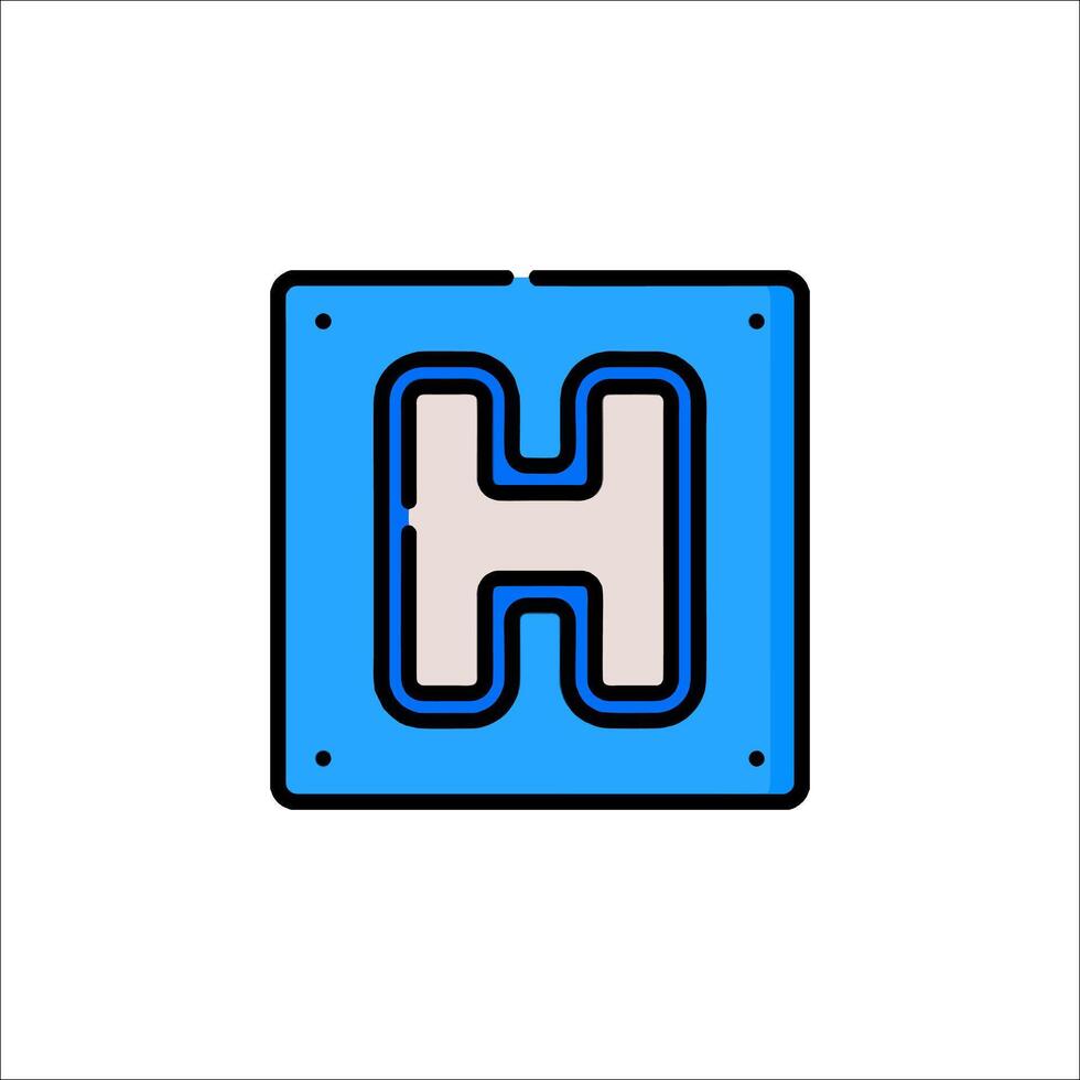 A blue and white letter h icon vector