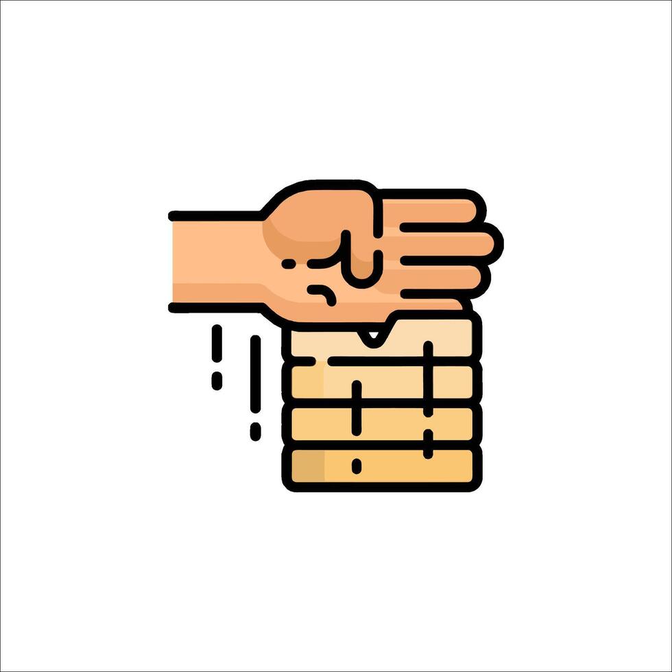 A hand holding a stack of money icon vector
