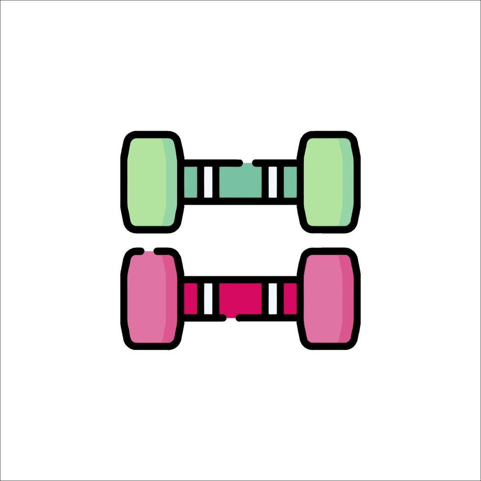 Two dumbbells are shown in a flat design vector