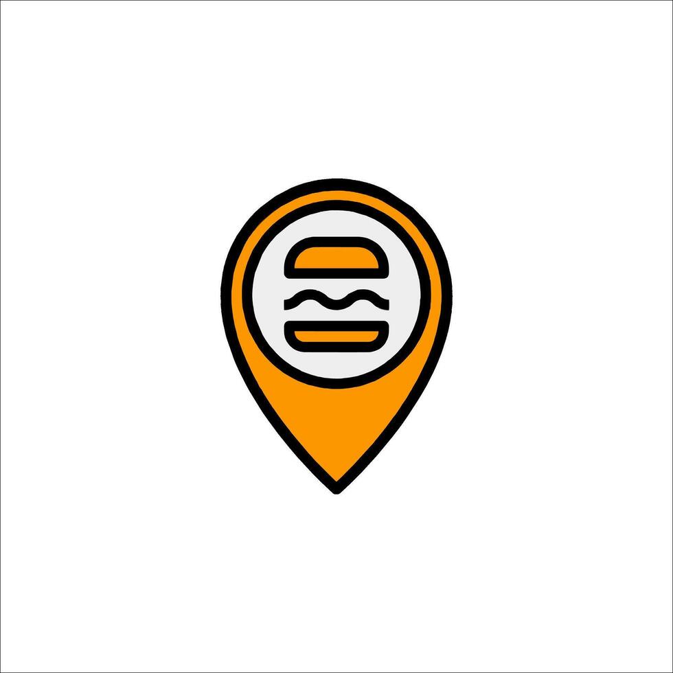 A burger icon on a map pointer vector