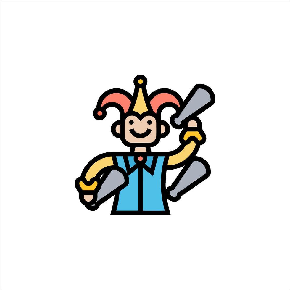 A cartoon jester holding up two cups vector
