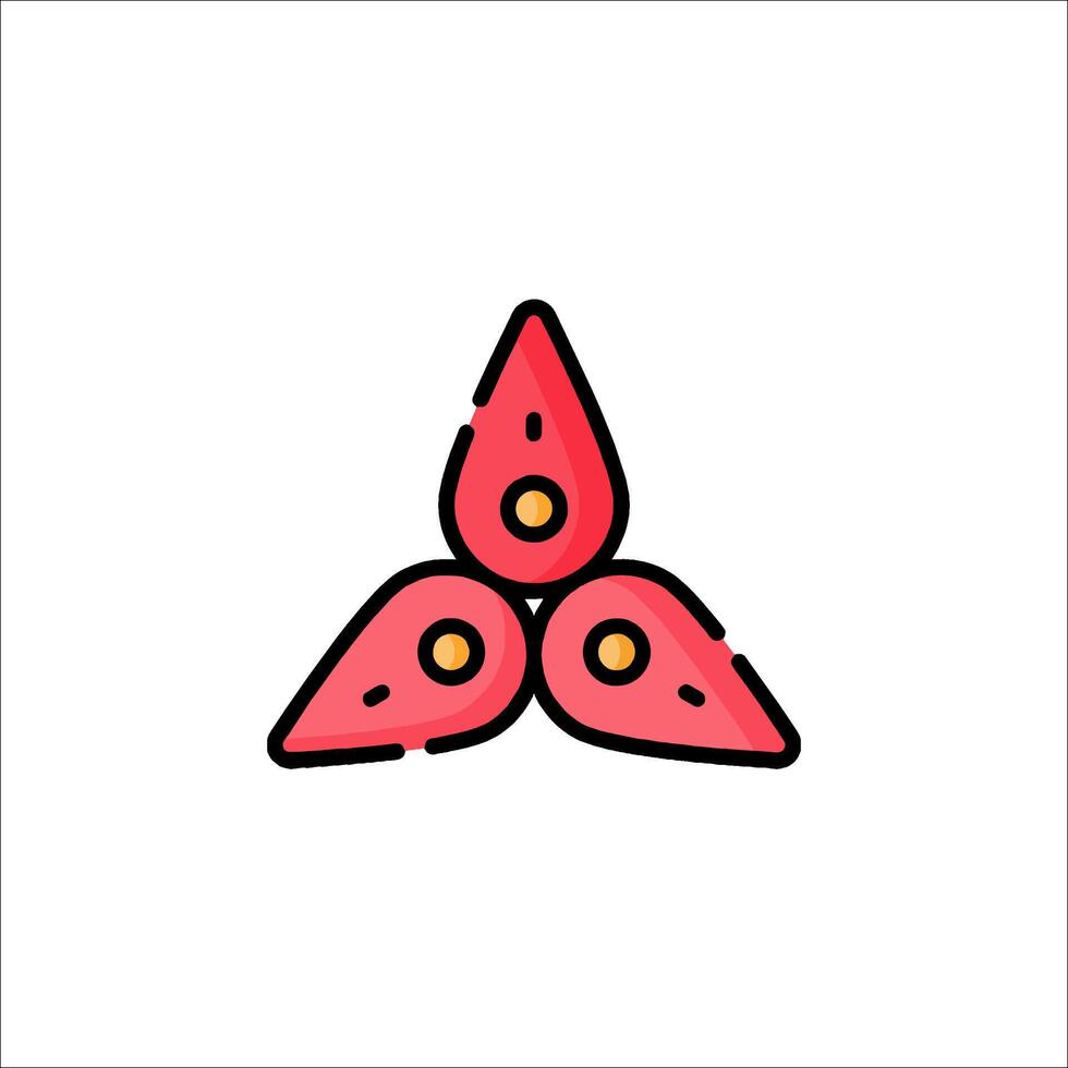 A red triangle with three dots on it vector