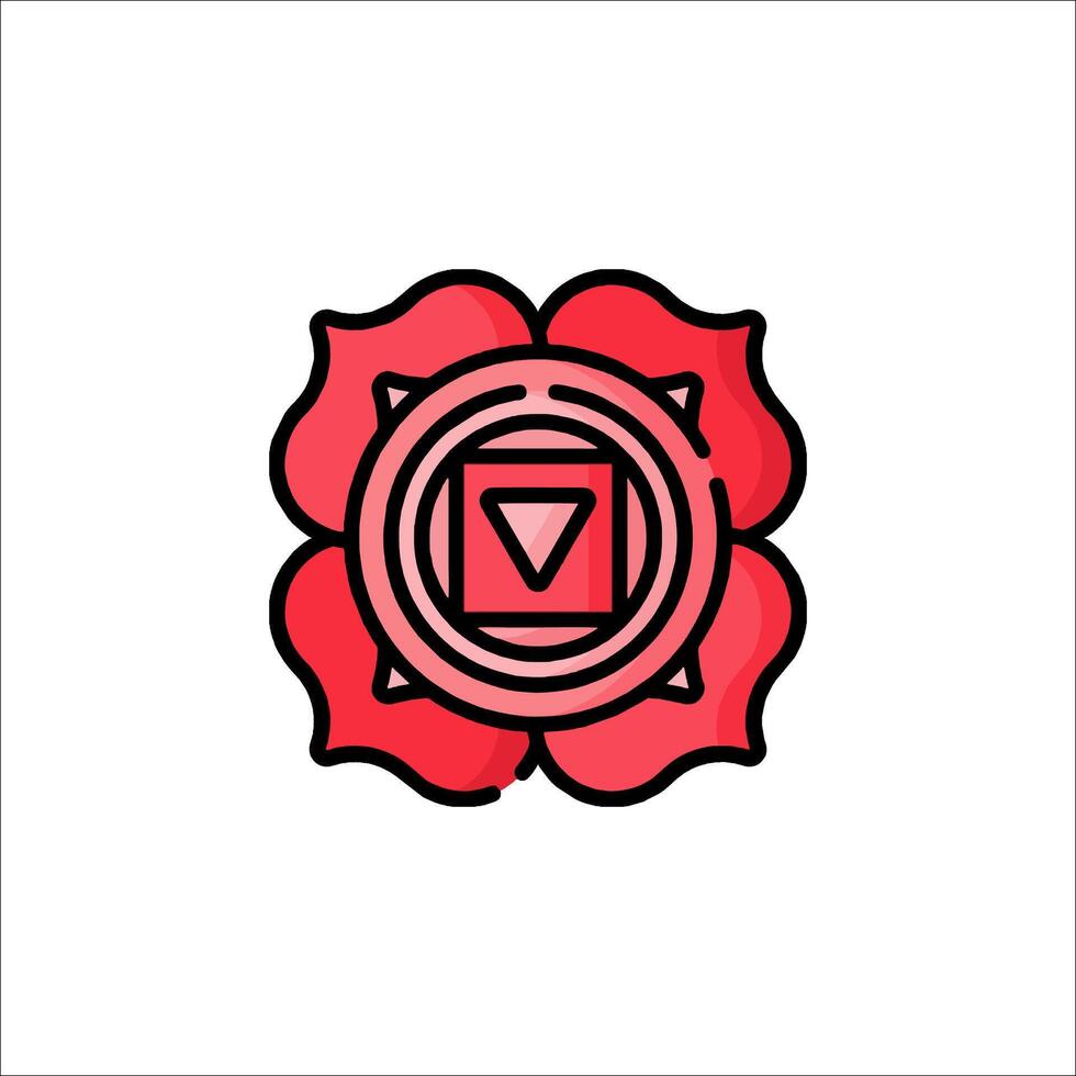 The chakra symbol is a red flower with a black dot in the center vector