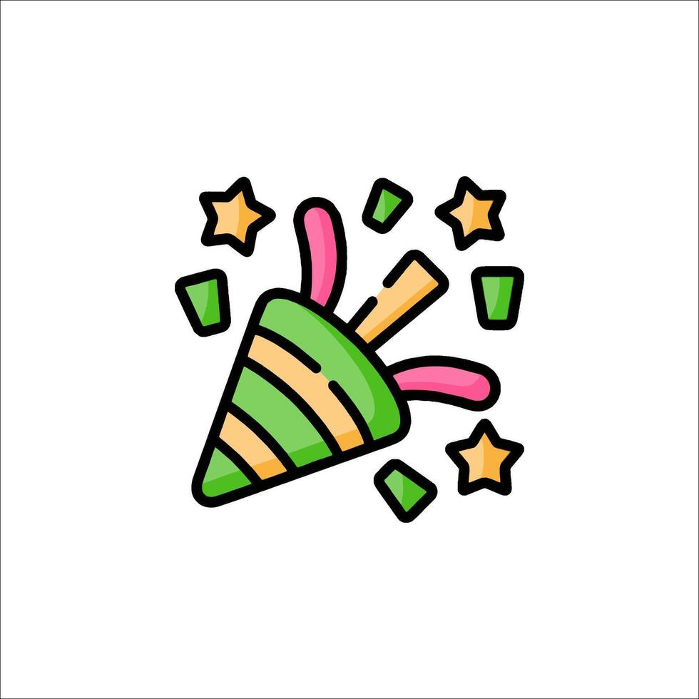 A colorful ice cream cone with stars and confetti vector