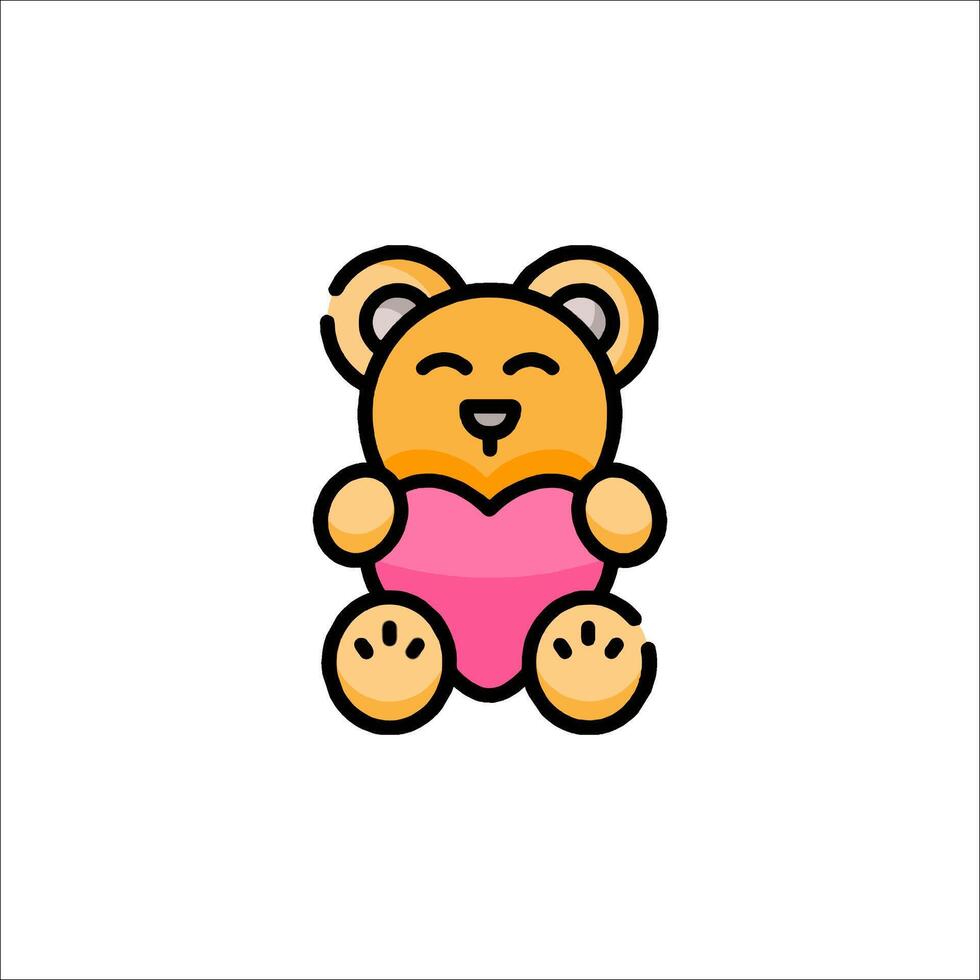 A teddy bear holding a pink heart vector