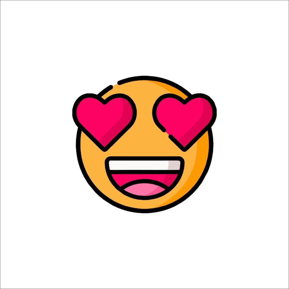 Emoji face with hearts on white background vector