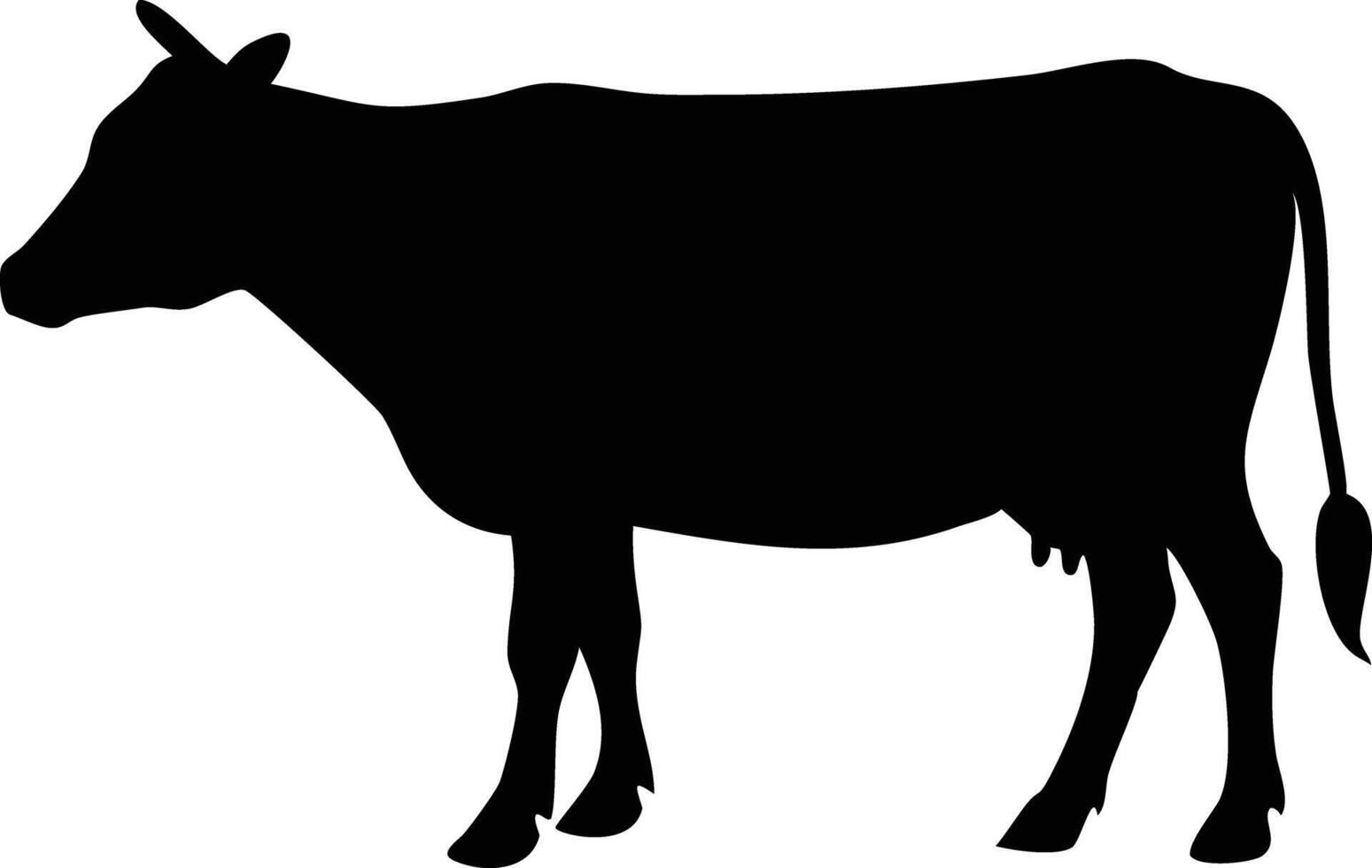 Silhouette of a Holstein Cow Standing in Profile, Isolated on a White Background vector