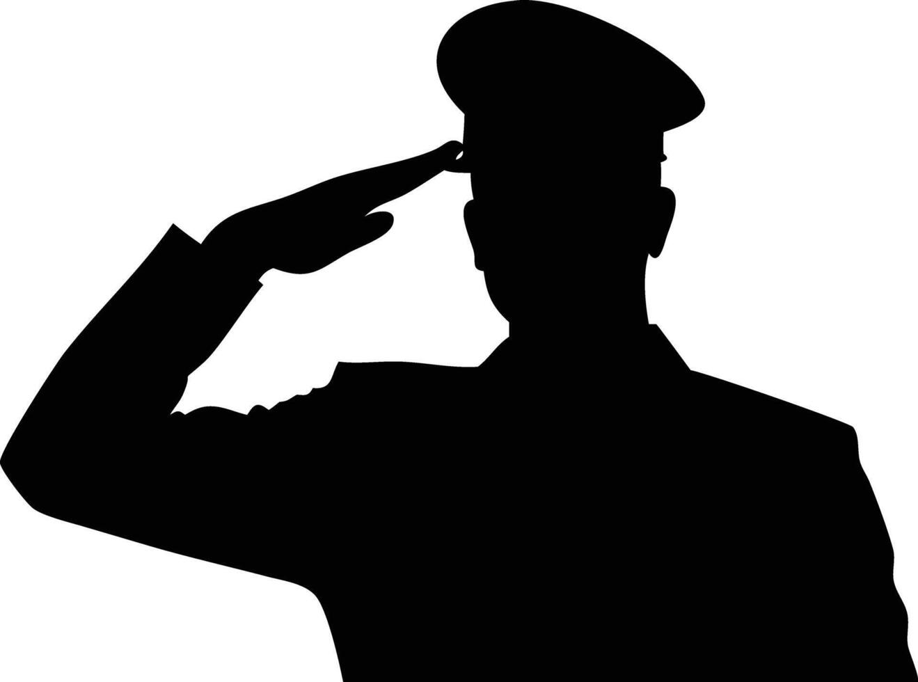 Saluting Soldier Silhouette Armed Forces, Army, Navy, Military, Man, Honor, Hat vector