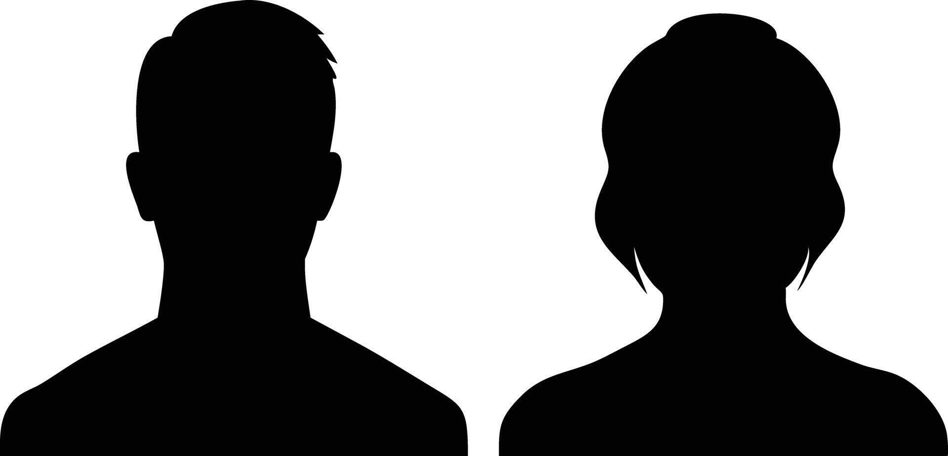 Silhouettes of Man and Woman Side by Side, Black Figures Isolated on White Background vector