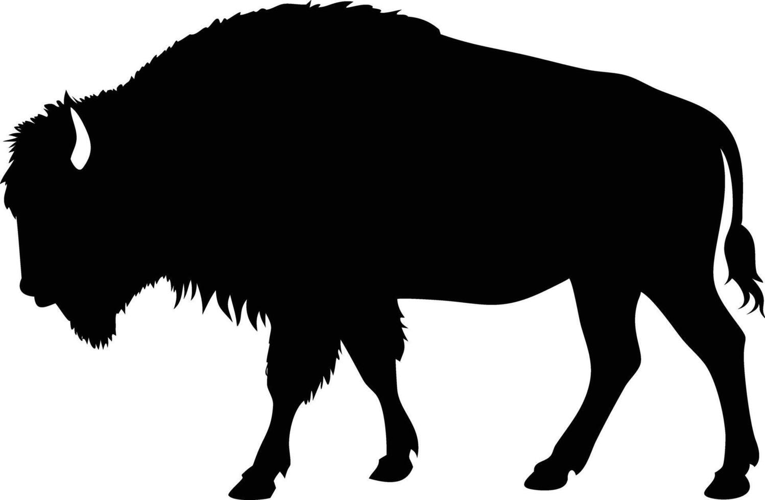 Silhouette of Majestic American Bison, Wildlife on White Background, Animal Art vector
