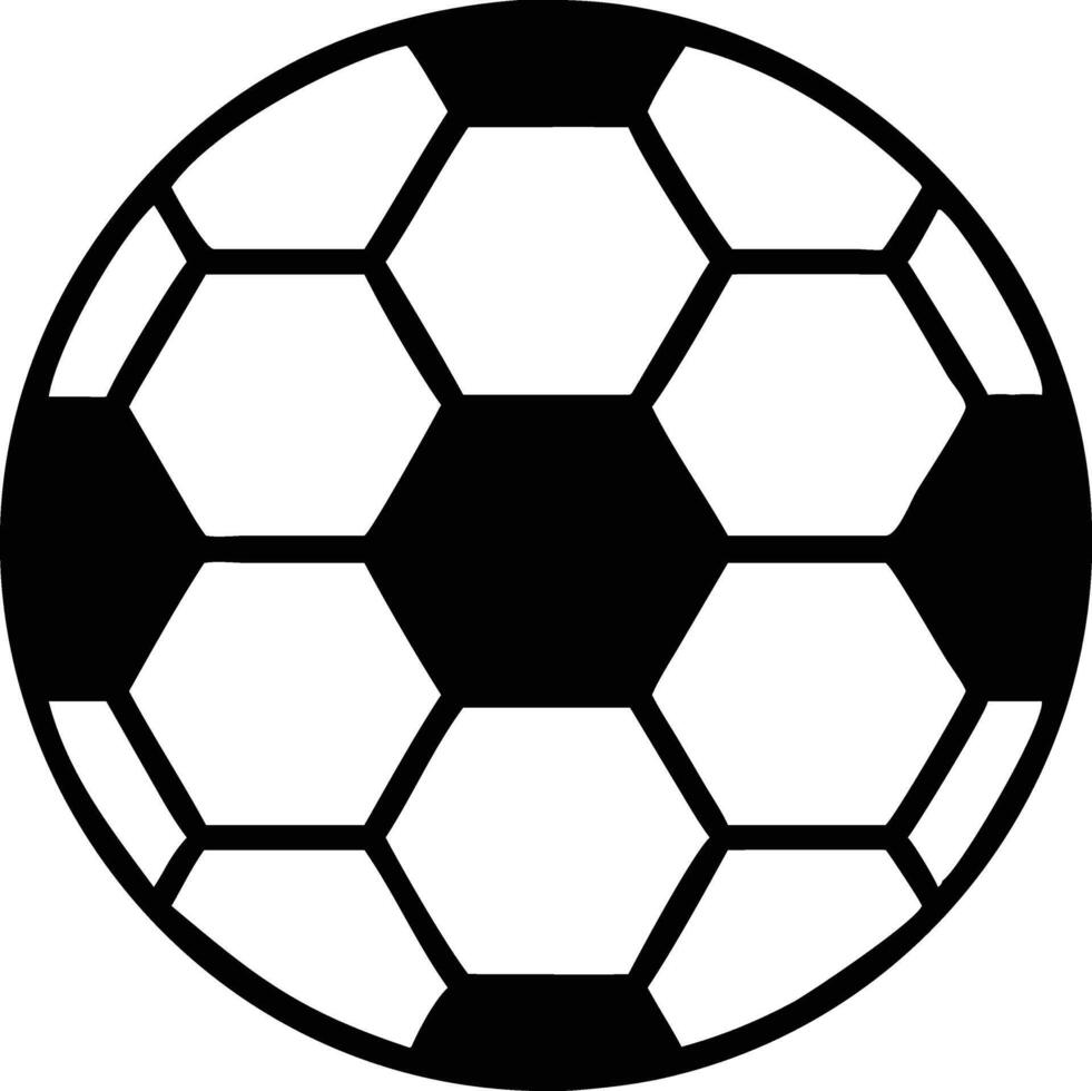 Classic Soccer Ball, Black and White Hexagon Pattern, Round Shape, Sport Equipment Icon vector