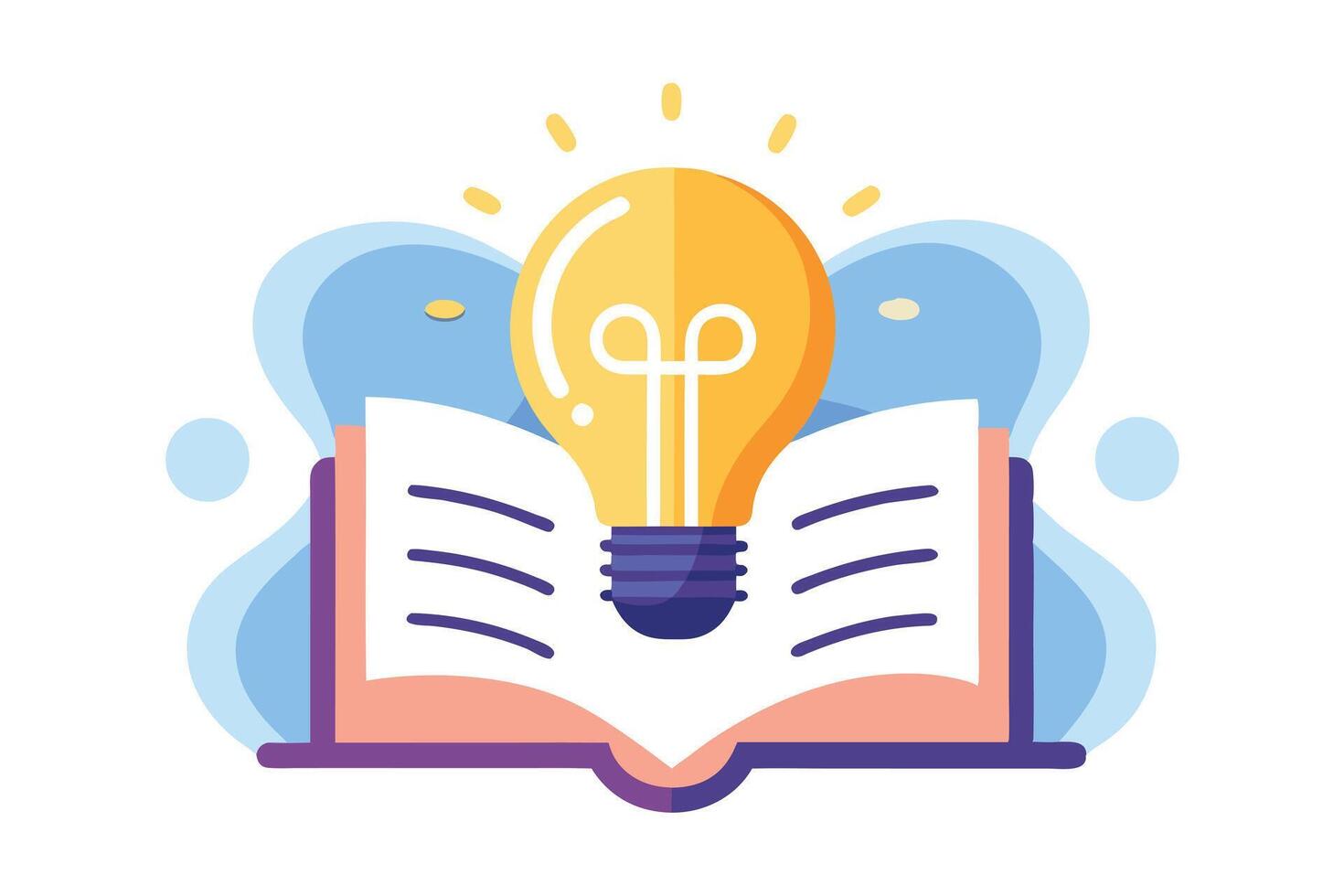 Open Book with Yellow Lightbulb Design, Creative Idea with White Background vector