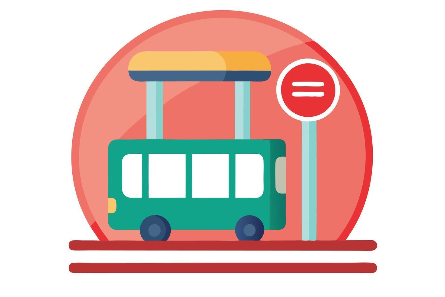 Teal School Bus Design with Yellow Roof and Red Stop Sign vector