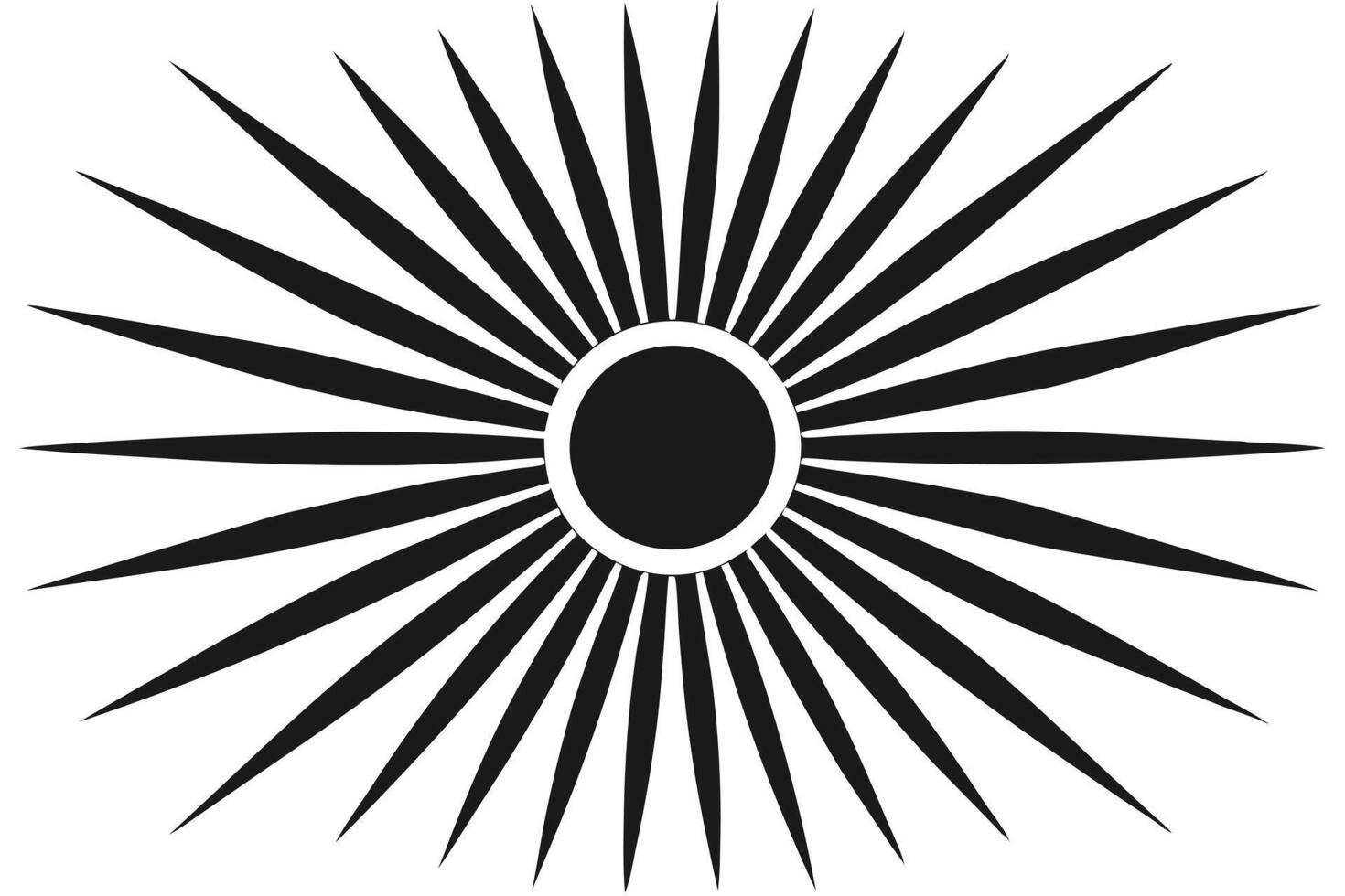 Sunburst Rays with Sharp Lines Design in Black and White for vector