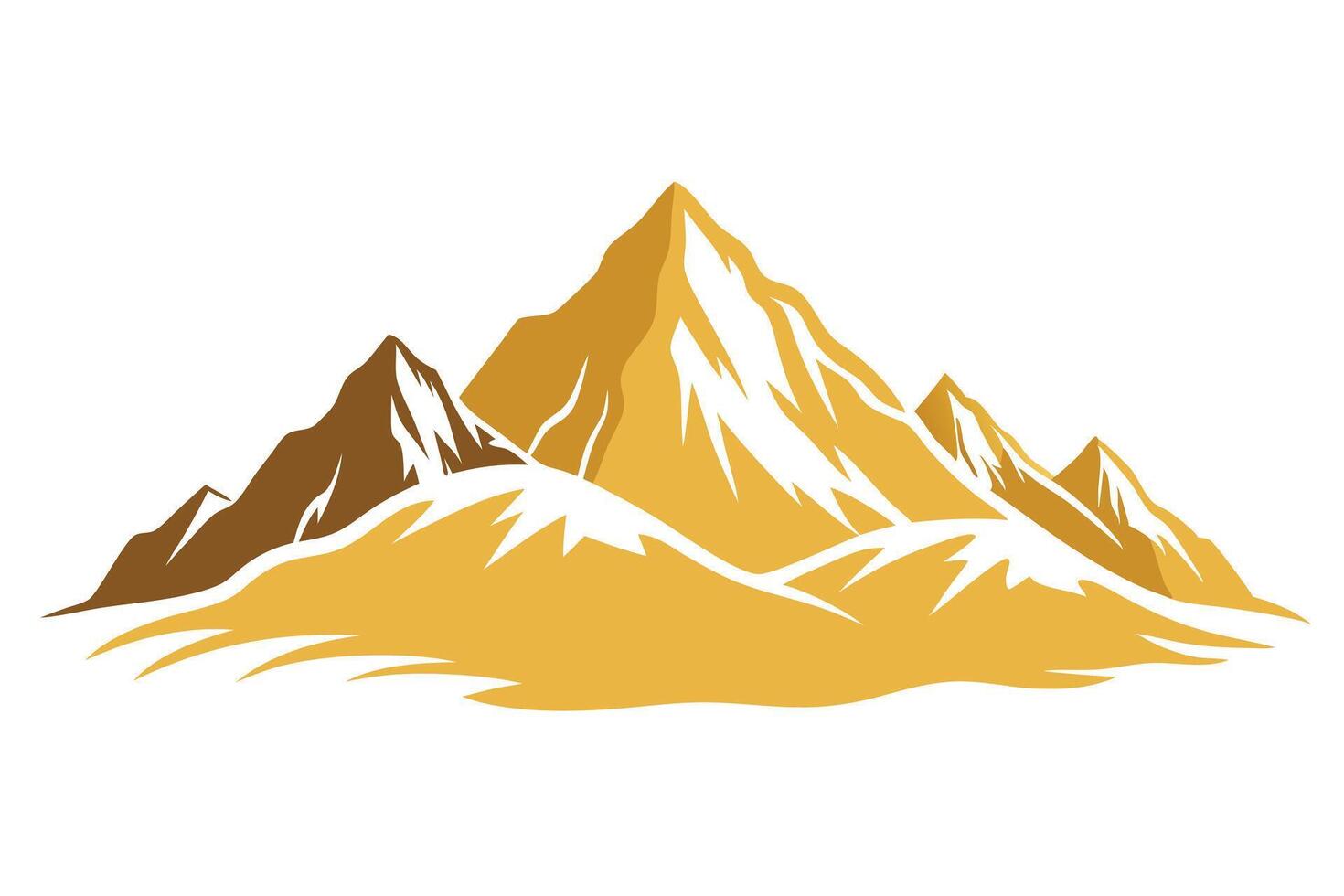 Mountain Range Peaks in Gold and Brown Tones Art on White Background vector